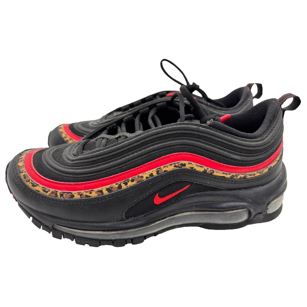 Nike Air Max 97 Trainers - Black/Red/Leopard Print - Size 6.5 WOMENS